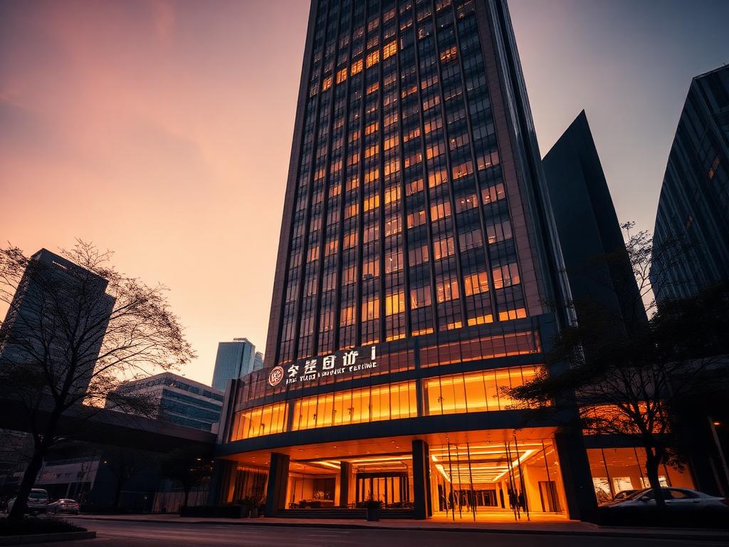 Four Seasons Hotel Beijing exterior at dusk