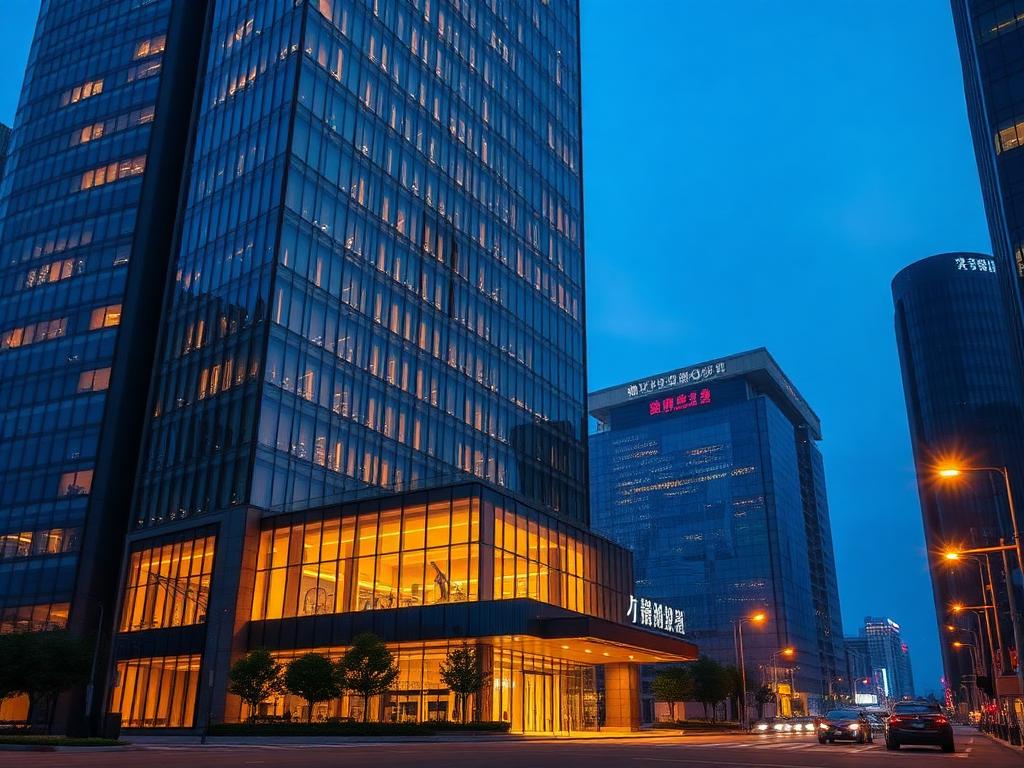 Midtown Shangri-La Hangzhou exterior at blue hour