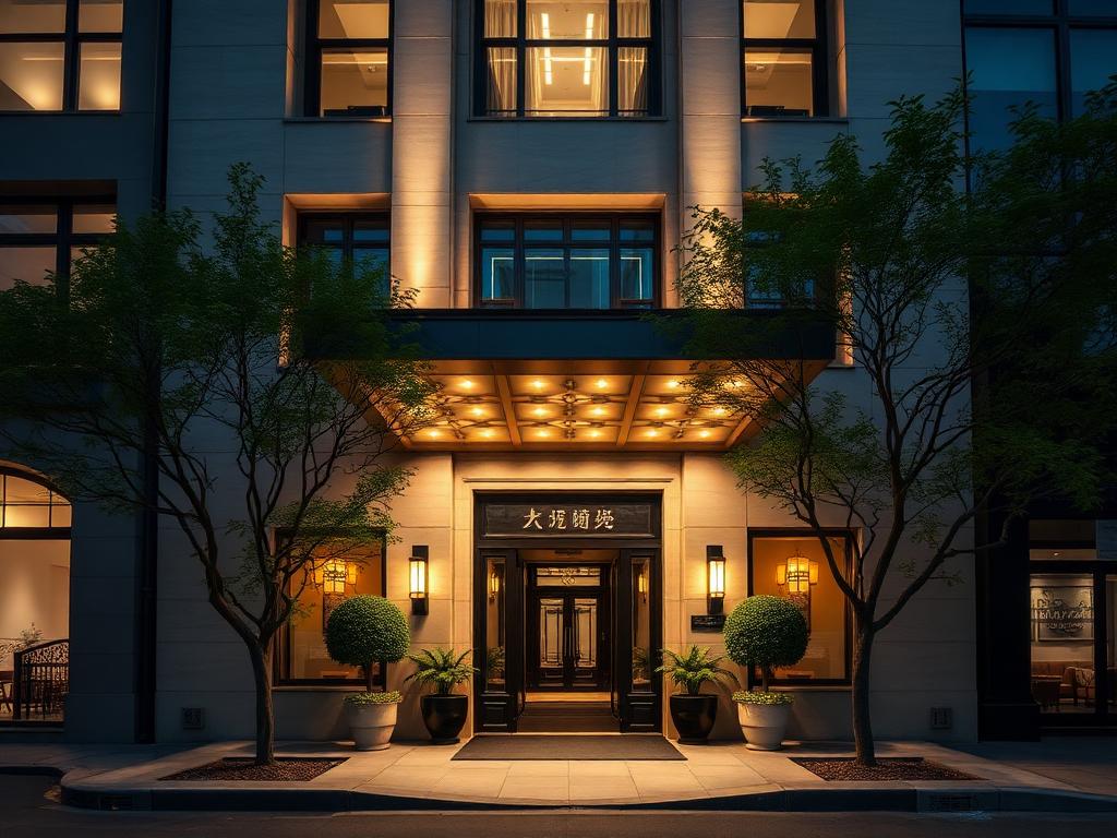 The Langham Shanghai Xintiandi entrance at night